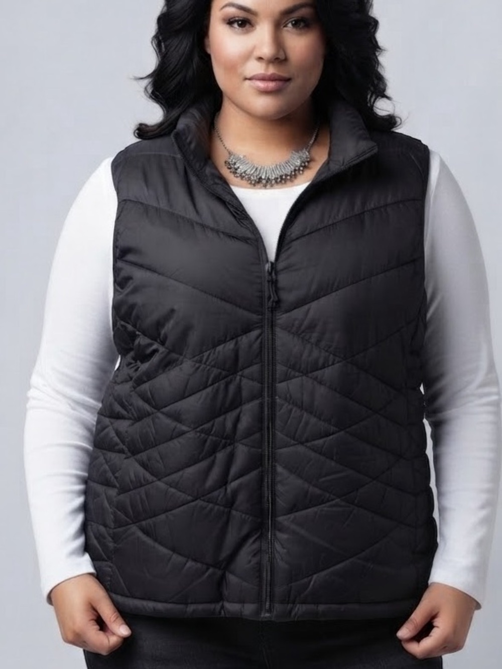 ZEROXPOSUR / Street Legal Black Quilted Puffer Vest with High Collar 3X